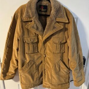 VTG Corduroy Sherpa Rancher Trucker Jacket FauxFur CA Imperial Western Barn Coat